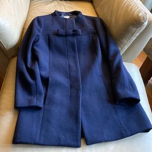 J Crew  Outlet navy blue coat with bow